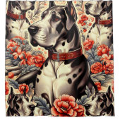 Retro Great Dane Illustration Duschvorhang (Vorderseite)