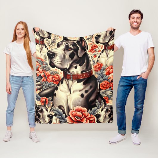 Retro Great Dane Illustration Fleecedecke (Beispiel)