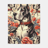 Retro Great Dane Illustration Fleecedecke (Vorderseite)