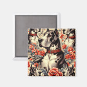 Retro Great Dane Illustration Magnet (Vorderseite/Rückseite)