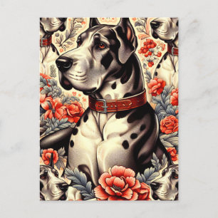 Retro Great Dane Illustration Postkarte