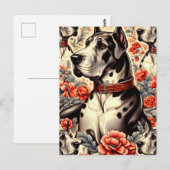 Retro Great Dane Illustration Postkarte (Vorne/Hinten)