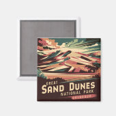 Retro Great Sand Dunes National Park Magnet (Vorderseite/Rückseite)