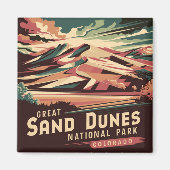 Retro Great Sand Dunes National Park Magnet (Vorne)