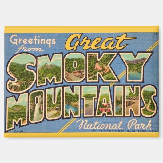 Retro Great Smoky Mountains Magnet (Vorderseite)