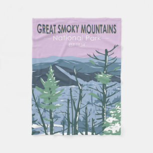 Retro Great Smoky Mountains Nationalpark Fleecedecke