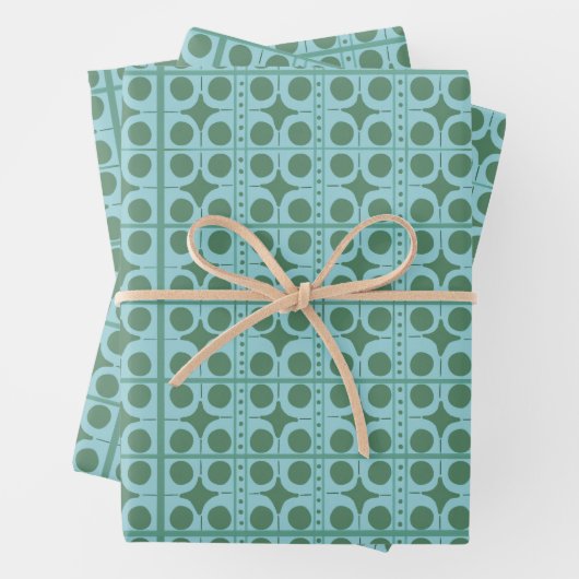 Retro Green and Teal Polka Dot Gift Wrap Geschenkpapier Set (Beispiel)