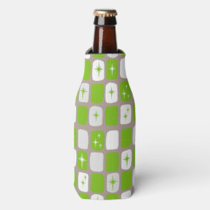 Retro Green and White Starbursts Bottle Cooler Flaschenkühler