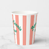 Retro Green Après Tennis Social Club Pink Stripe Pappbecher (Rechts)