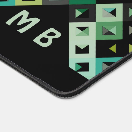 Retro Green Aquamarin Blue Black Pop Art Pattern Schreibtischunterlage (Ecke)