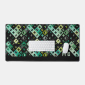 Retro Green Aquamarin Blue Black Pop Art Pattern Schreibtischunterlage (Tastatur & Maus)