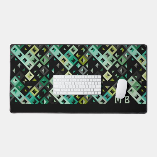 Retro Green Aquamarin Blue Black Pop Art Pattern Schreibtischunterlage (Tastatur & Maus)