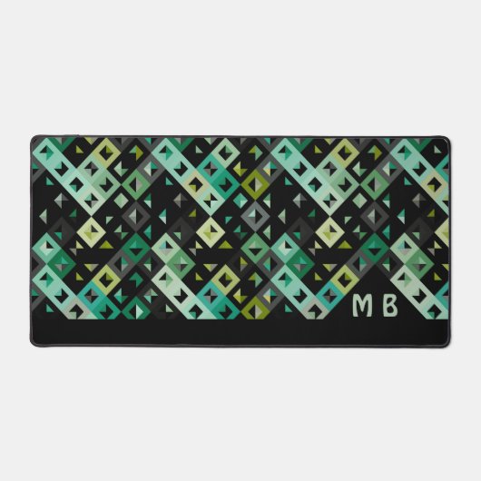 Retro Green Aquamarin Blue Black Pop Art Pattern Schreibtischunterlage (Vorderseite)