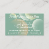 Retro Green Balloons Event Party Planer Visitenkarte (Rückseite)