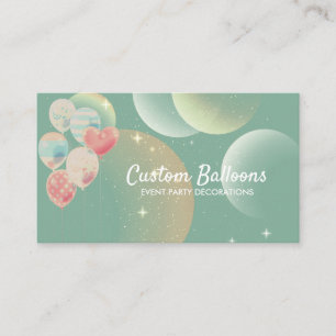 Retro Green Balloons Event Party Planer Visitenkarte