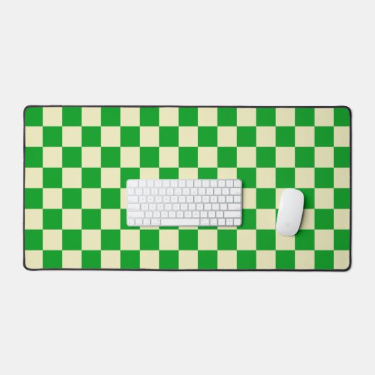 Retro Green Beige Checked Checked Schreibtischunterlage (Tastatur & Maus)