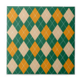 Retro Green Beige Mustard Raute Muster Fliese (Vorderseite)
