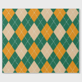 Retro Green Beige Mustard Raute Muster Geschenkpapier (Flach)