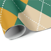 Retro Green Beige Mustard Raute Muster Geschenkpapier (Rolleneckpunkt)