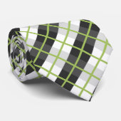 Retro Green Black and White Pläd Pattern Krawatte (Gerollt)