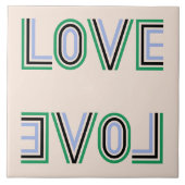 Retro Green Black Blue Beige Tennis Score Liebe Fliese (Vorderseite)