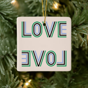 Retro Green Black Blue Tennis Score Liebe Keramikornament