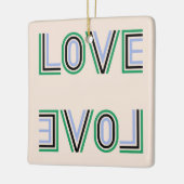 Retro Green Black Blue Tennis Score Liebe Keramikornament (Links)