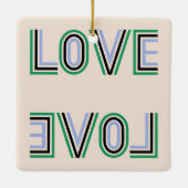 Retro Green Black Blue Tennis Score Liebe Keramikornament (Rückseite)