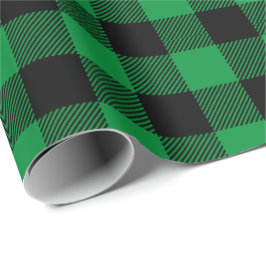 Retro Green Black Christmas Holiday Tartan Kariert Geschenkpapier