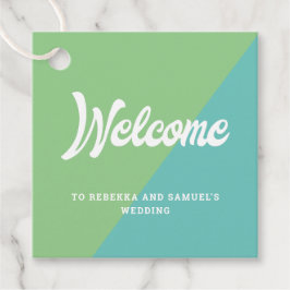 Retro Green Blue Begrüßungskorb Bag Hochzeit Geschenkanhänger