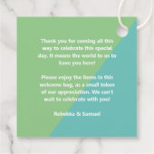 Retro Green Blue Begrüßungskorb Bag Hochzeit Geschenkanhänger (Rückseite)