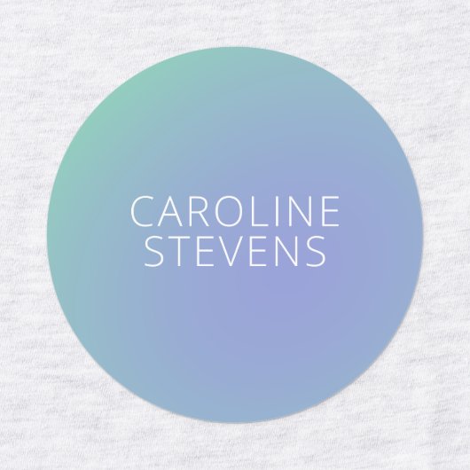 Retro Green Blue Gradient | Personalisierter Name Etiketten (Design 2)