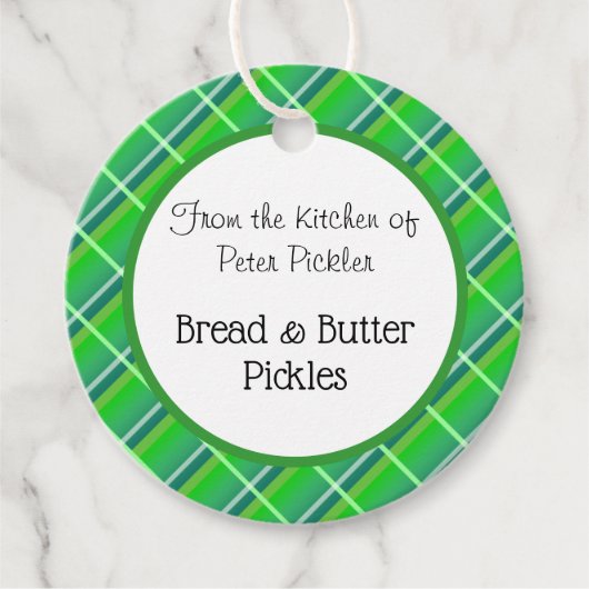 Retro Green Blue Kariert Custom Baking Tag Geschenkanhänger (Vorderseite)