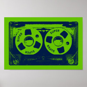 Retro Green & Blue Kassettenband Poster