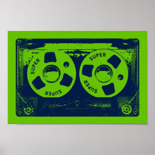 Retro Green & Blue Kassettenband Poster (Vorne)