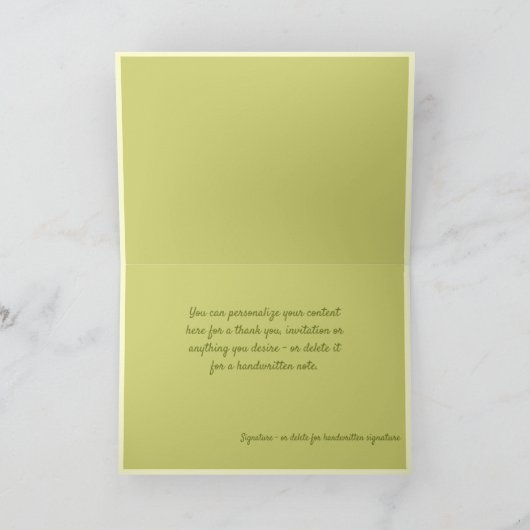 Retro Green Blume Foliage Karte (Innenseite)