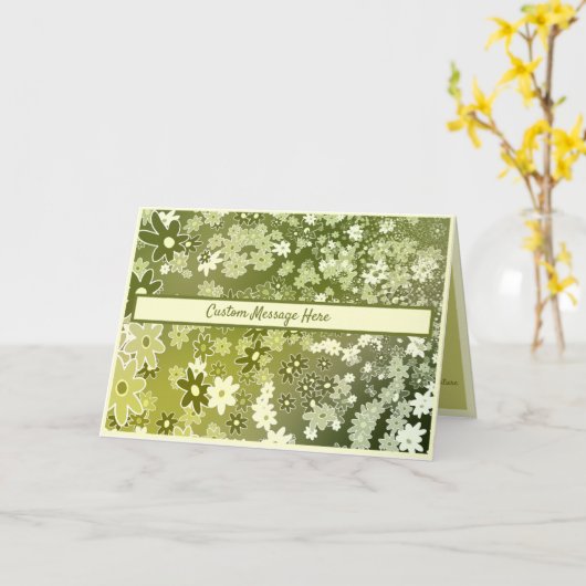 Retro Green Blume Foliage Karte (Gelbe Blume)