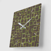 Retro Green Brown Wall Clock Quadratische Wanduhr (Winkel)