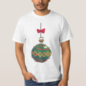 Retro Green Christmas Ornament mit Red Bow T-Shirt (Vorderseite)