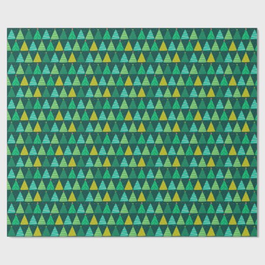 Retro Green Christmas Trees Geschenkpapier (Flach)