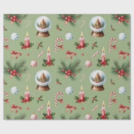 Retro Green Christmas Wrapping Paper Geschenkpapier