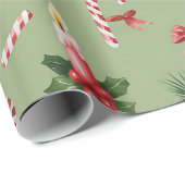 Retro Green Christmas Wrapping Paper Geschenkpapier (Rolleneckpunkt)