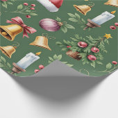 Retro Green Christmas Wrapping Paper Geschenkpapier (Ecke)