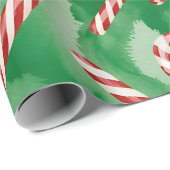 Retro Green Christmas Wrapping Paper Geschenkpapier (Rolleneckpunkt)