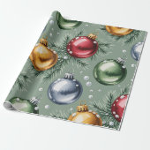 Retro Green Christmas Wrapping Paper Geschenkpapier (Ungerollt)