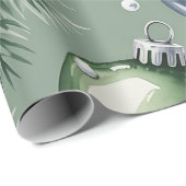 Retro Green Christmas Wrapping Paper Geschenkpapier (Rolleneckpunkt)
