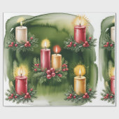 Retro Green Christmas Wrapping Paper Geschenkpapier (Flach)