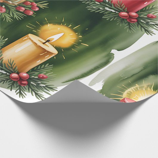 Retro Green Christmas Wrapping Paper Geschenkpapier (Ecke)