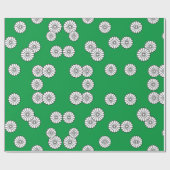 Retro Green Circle White japanische Blume Geschenkpapier (Flach)