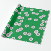 Retro Green Circle White japanische Blume Geschenkpapier (Ungerollt)